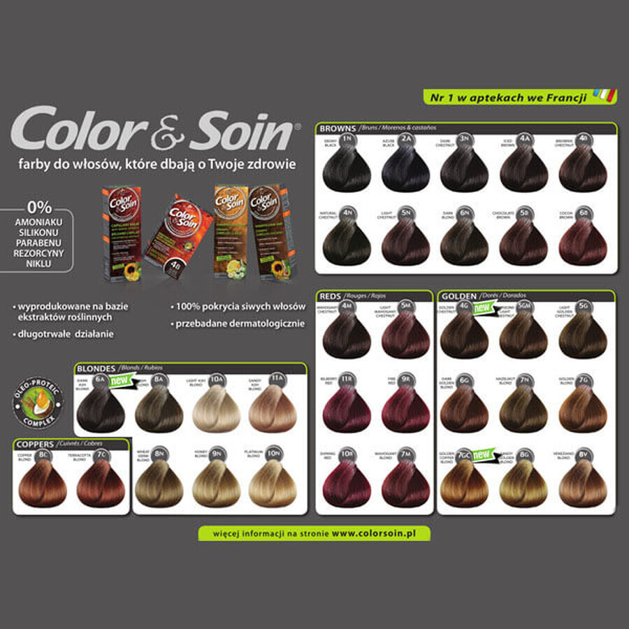 Color&amp;Soin, Haarfärbemittel, 1N, Ebenholzschwarz, 135 ml