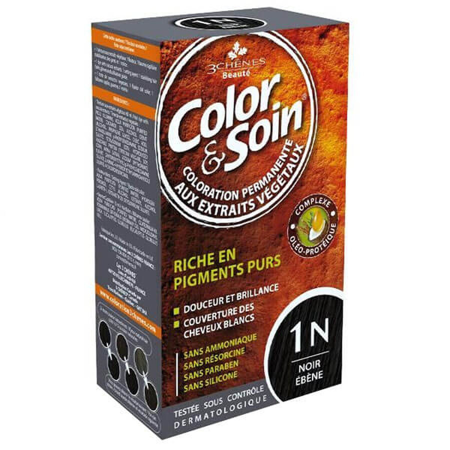 Color&amp;Soin, Haarfärbemittel, 1N, Ebenholzschwarz, 135 ml