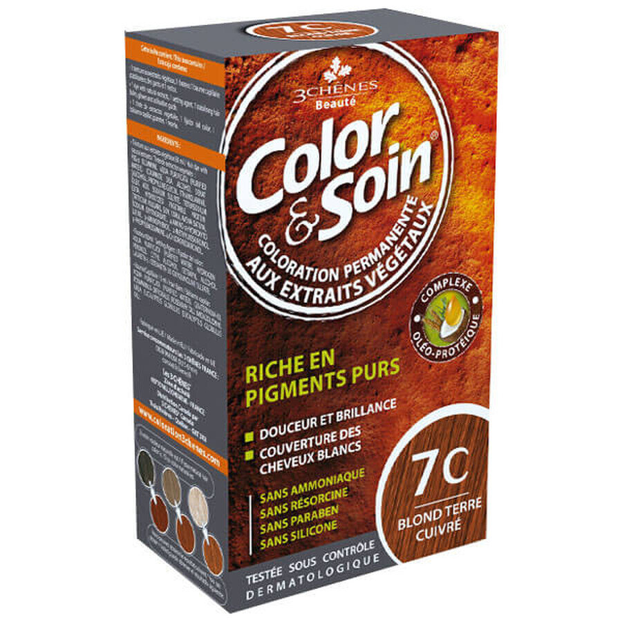 Color&amp;Soin, haarverf, 7C, koper donker blond, 135 ml