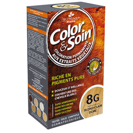 Color&amp;Soin, hair dye, 8 g, light golden blonde, 135 ml