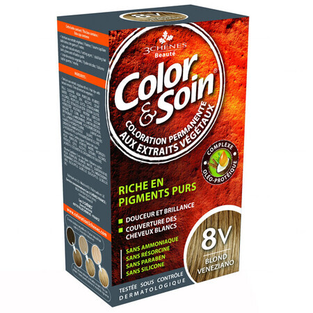 Color&amp;Soin, hair dye, 8V, Venetian blonde, 135 ml