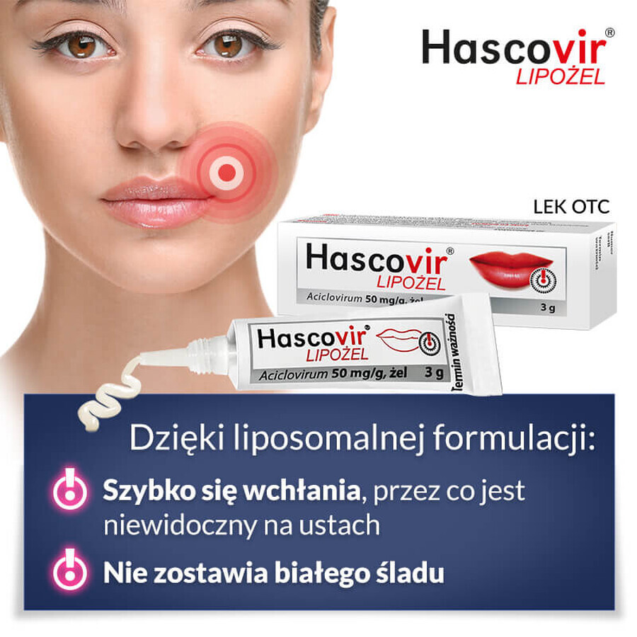 Hascovir Lipozel 50 mg/g, gel, 3 g