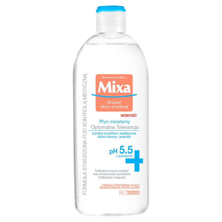 Mixa Optimal Tolerance, fluido micelar, pieles sensibles, 400 ml