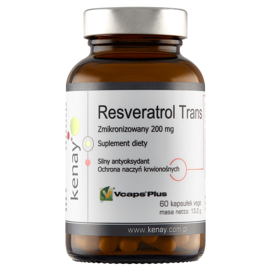 Kenay Resveratrol Trans Mikronisiert 200 mg, 60 pflanzliche Kapseln