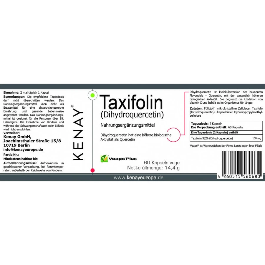 Kenay Taxifolina Dihydroquercetin, 60 Capsules
