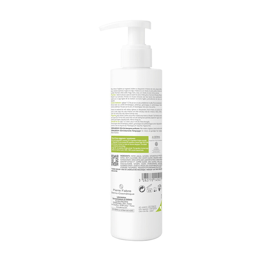 A-Derma Dermalibour Anti-Irritatie Schuimende Gel+Cica, 200 ml