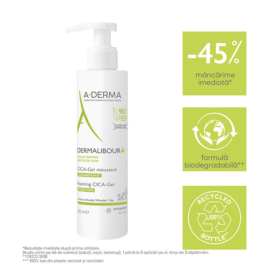 A-Derma Dermalibour Anti-Irritatie Schuimende Gel+Cica, 200 ml