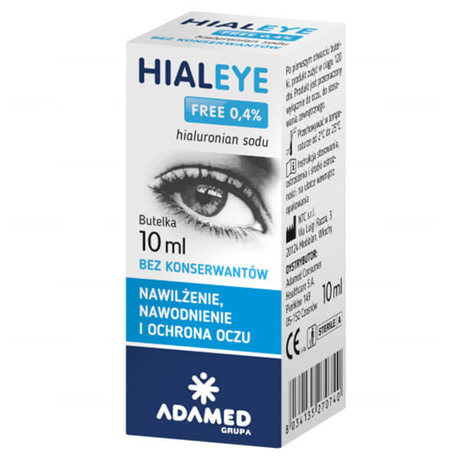 Hialeye Free 0,4%, befeuchtende Augentropfen, 10 ml