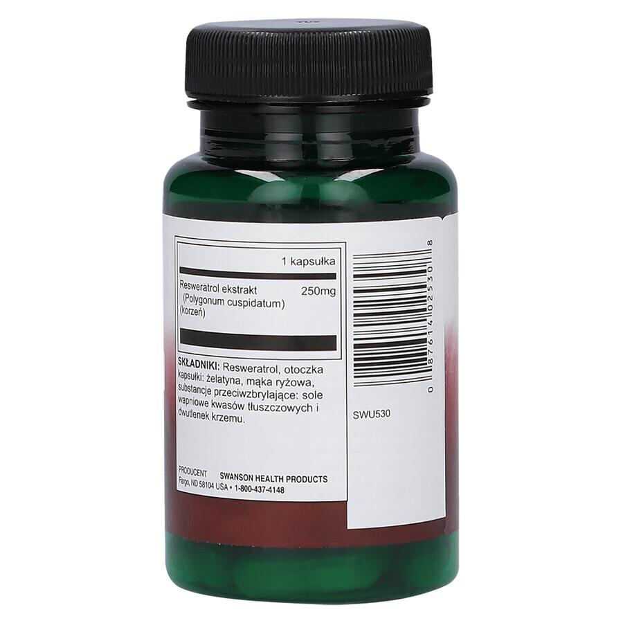 Swanson Resveratrol, Resveratrol 250 mg, 30 Kapseln