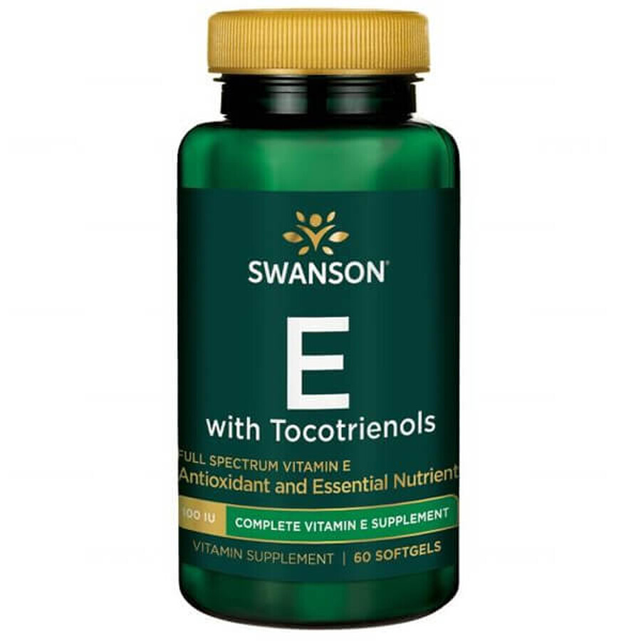 Swanson E avec Tocotrienols, vitamine E et tocotrienols, 60 gélules