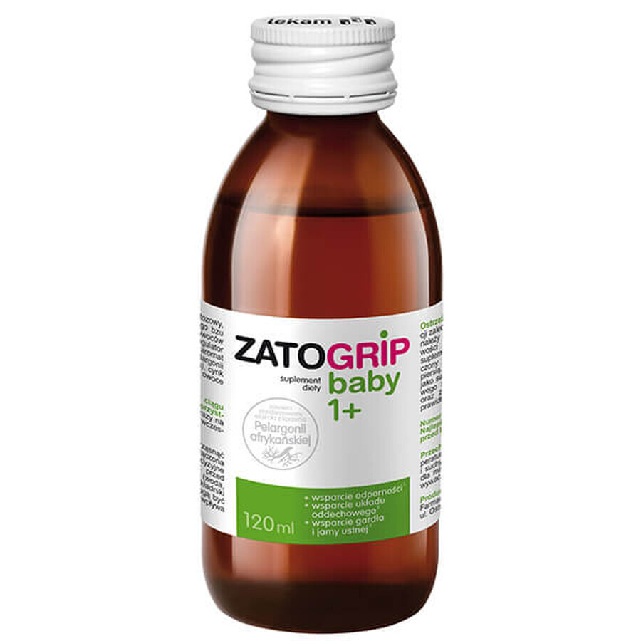 ZatoGrip Baby 1+, Sirup für Kinder, Himbeergeschmack, 120 ml