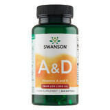 Swanson A &amp; D, vitamina A 500 µg + D 400 UI, 250 capsule gel