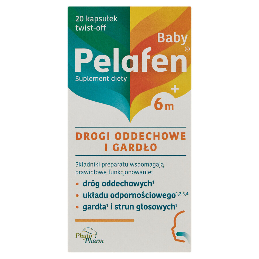 Pelafen Baby 6m+, für Kinder ab 6 Monaten, Fruchtgeschmack, 20 Kapseln zum Aufdrehen 