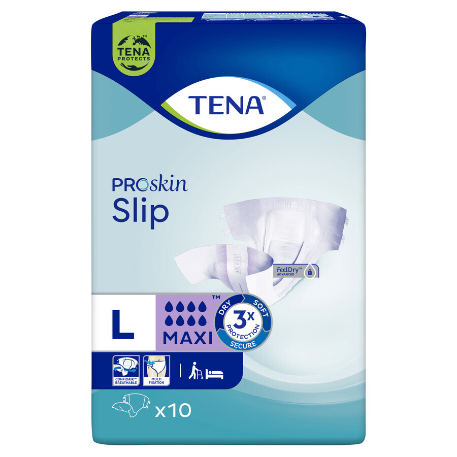 Tena Slip ProSkin, Windeln, Größe L, 92-144 cm, Maxi, 10 Stück