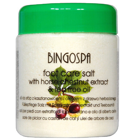 Bingospa, Fußsalz mit Rosskastanienextrakt und Teebaumöl, 550 g