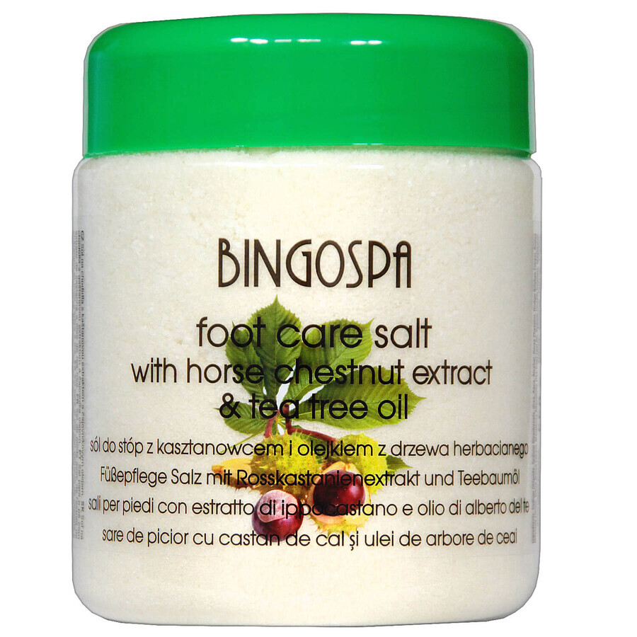 Bingospa, Fußsalz mit Rosskastanienextrakt und Teebaumöl, 550 g