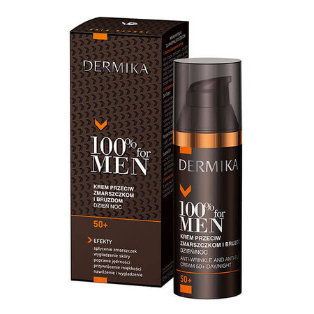 Dermika Men, anti-rimpel en rimpelcrème 50+, dag en nacht, 50 ml