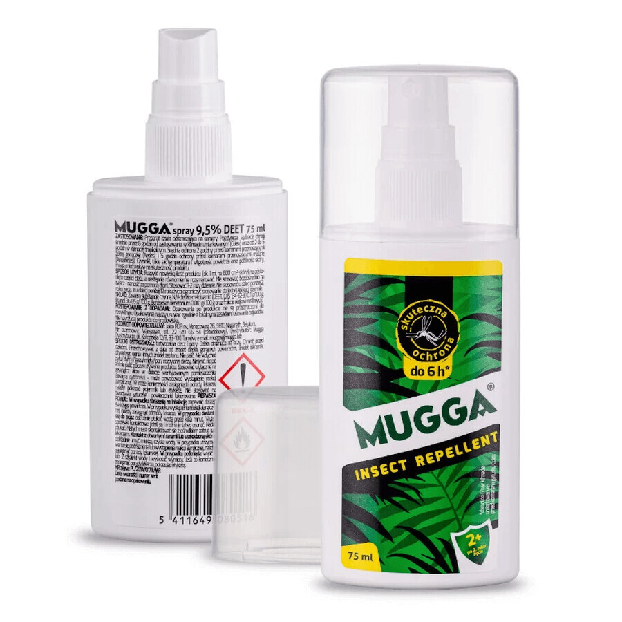 Mugga Insect Repellent, mosquito spray for children from 2 years, DEET 9.5%, 75 ml