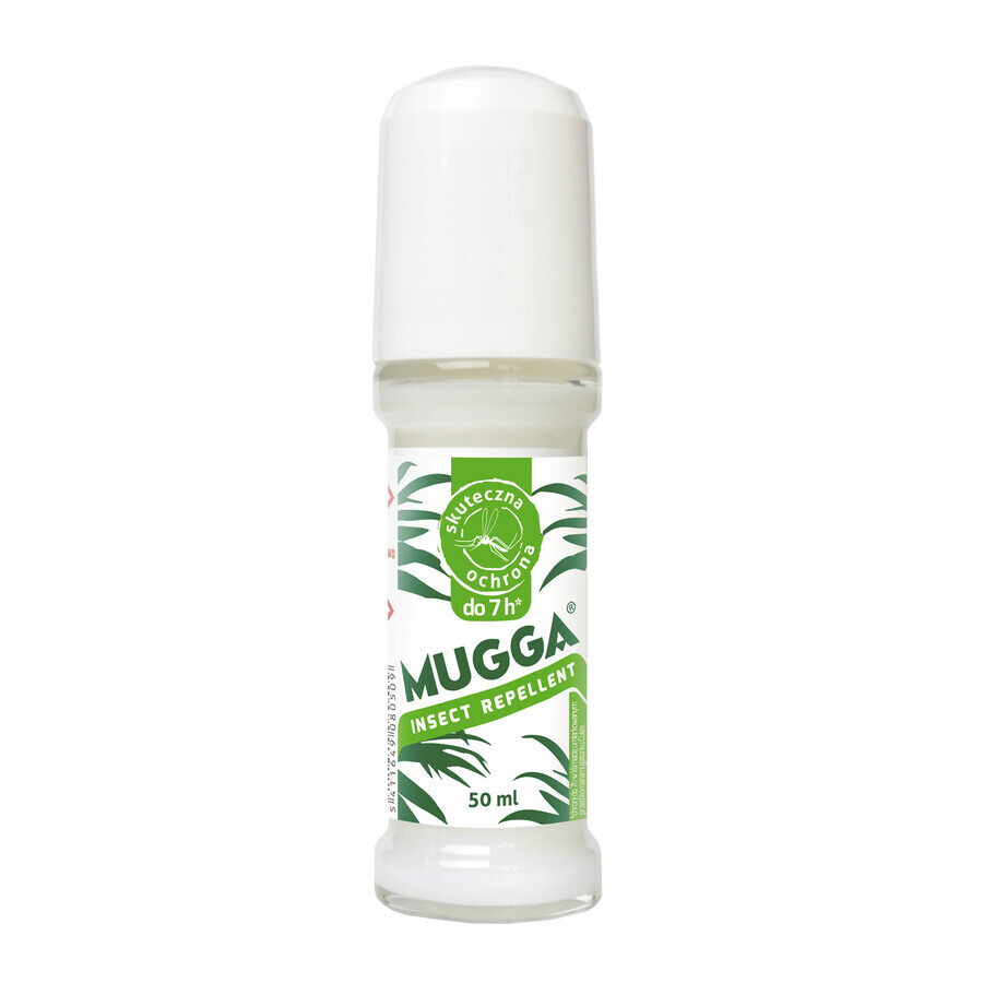 Mugga Insect Repellent, Mücken- und Zeckenschutzmittel, Roll-on, DEET 20%, 50 ml