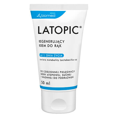 Latopic, cremă de mâini regenerantă din prima zi, piele atopică, 50 ml