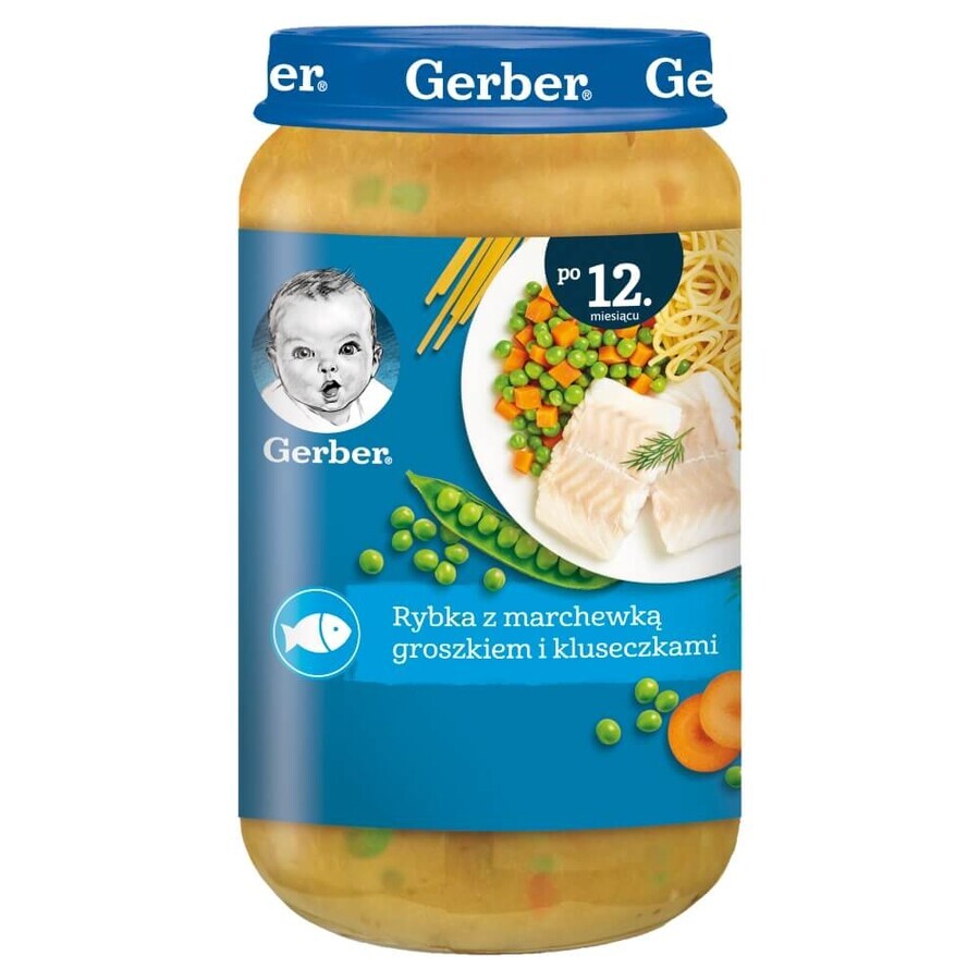 Gerber Junior Dinner, Fisch mit Karotten, Erbsen und Nudeln, ab 12 Monaten, 250 g