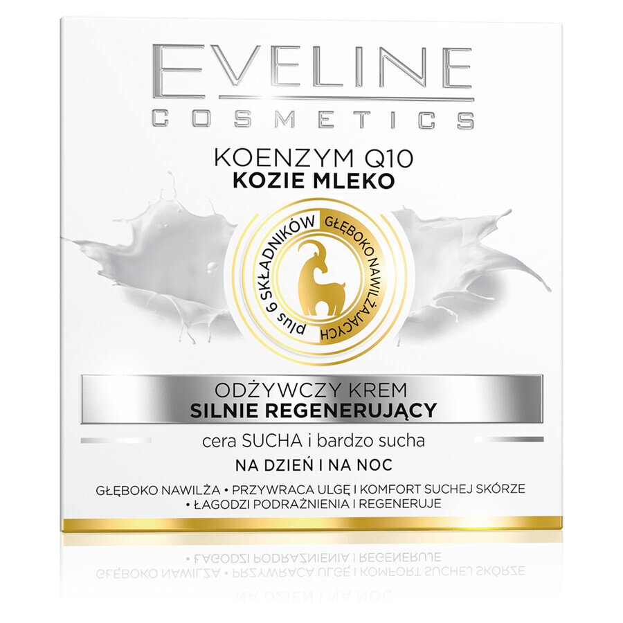 Eveline Cosmetics, crema nutriente e rigenerante Coenzima Q10 + Latte di capra, pelle secca e molto secca, 50 ml