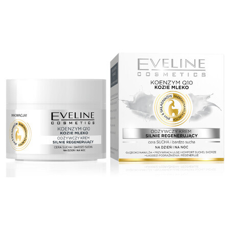 Eveline Cosmetics, crema nutriente e rigenerante Coenzima Q10 + Latte di capra, pelle secca e molto secca, 50 ml