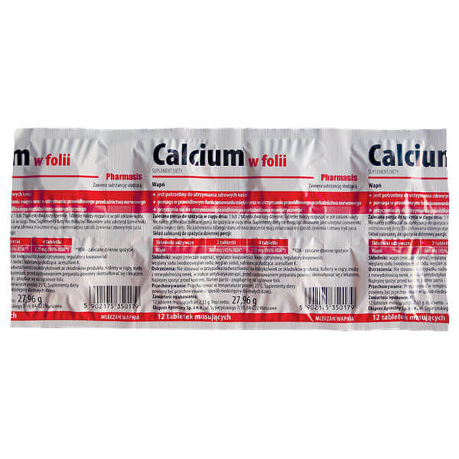 Pharmasis Calcium in film, 12 bruistabletten