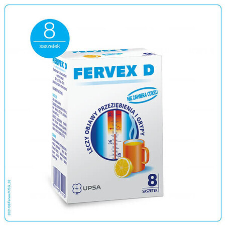 Fervex D 500 mg + 200 mg + 25 mg, Granulat für orale Lösung, 8 Beutel