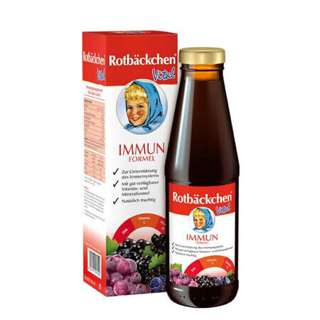 Rotbackchen Vital Immun Formel, Blushing Cheeks Immunity Formula, jus pour enfants à partir de 4 ans et adultes, 450 ml