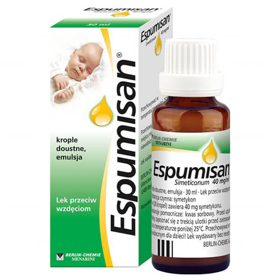 Espumisan 40 mg/ml, oral drops, emulsion for children over 1 month, 30 ml