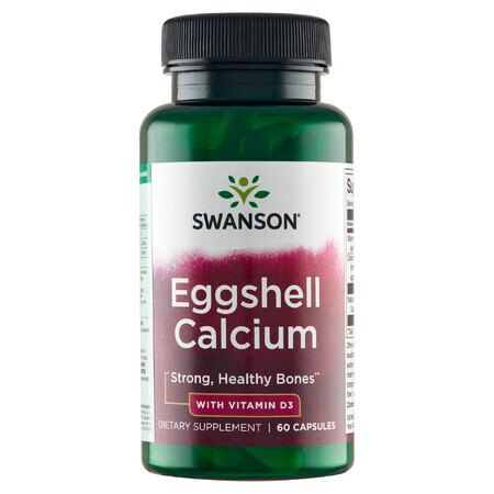 Swanson Eggshell Calcium with vitamin D3, calcium with vitamin D3, 60 capsules