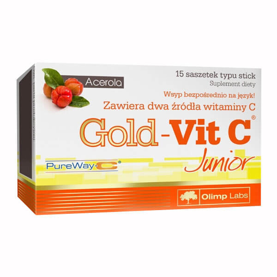 Olimp Gold-Vit C Junior, Himbeergeschmack, 15 Portionsbeutel