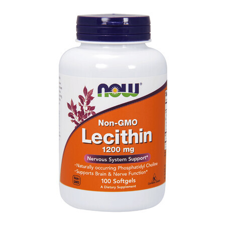 Now Foods Lecitina Non OGM 1200 mg, lecitina, 100 capsule