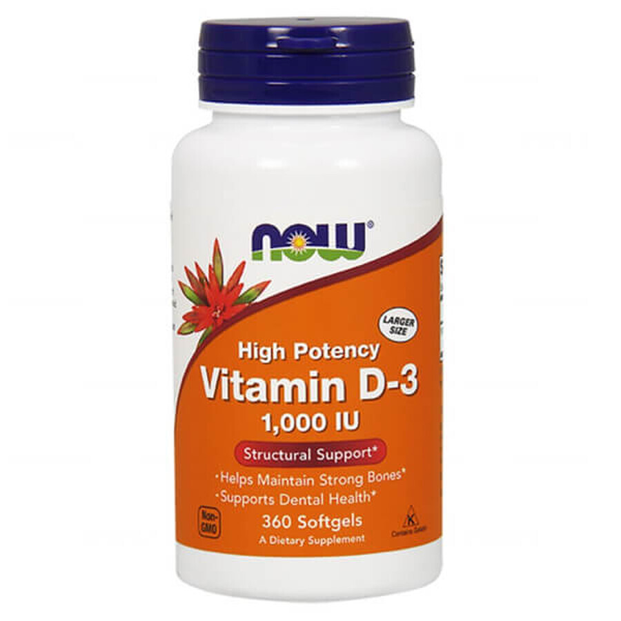 Now Foods, Vitamine D3 1000 IE, 360 capsules