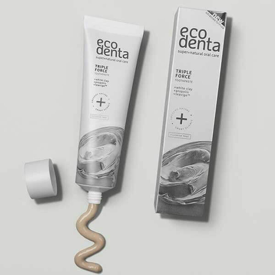 Ecodenta, dentifrice triple action à l'argile blanche et à la propolis, sans fluor, 100 ml