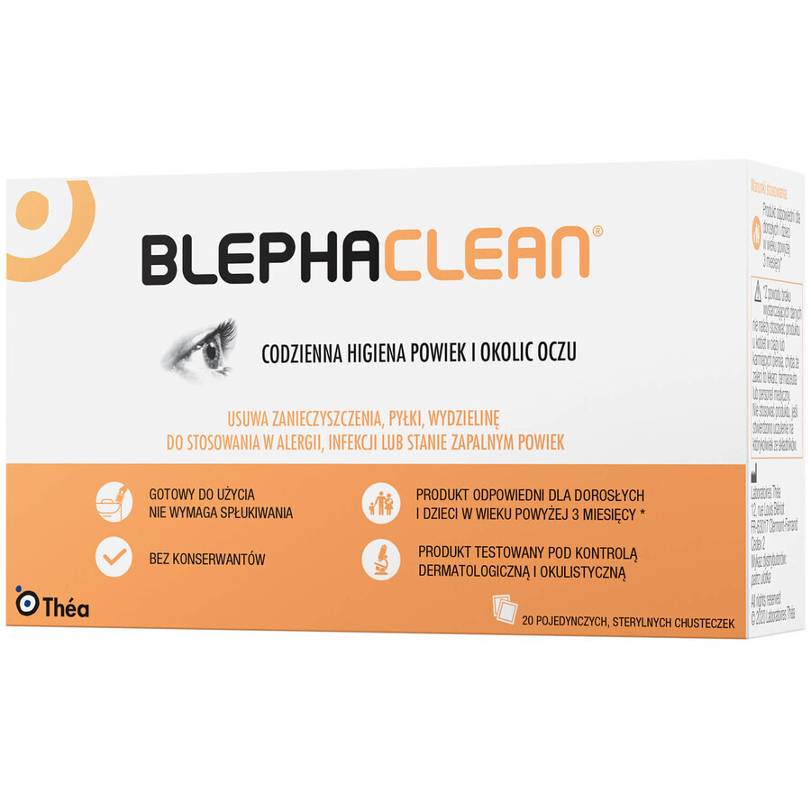 Blephaclean, sterile Tücher für die tägliche Augenlidhygiene, 20 Stück