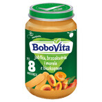 BoboVita Dessert, mele, albicocche e pesche con biscotto, dopo 8 mesi, 190 g