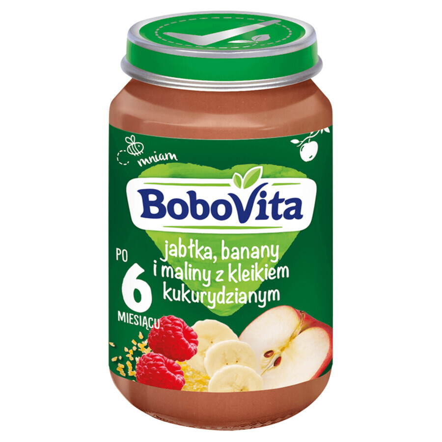 BoboVita Dessert, mela, banana e lampone con pappa di mais, dopo 6 mesi, 190 g