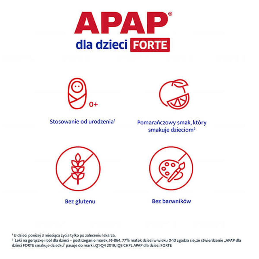 Apap for children Forte 40 mg/ml, oral suspension, 85 ml