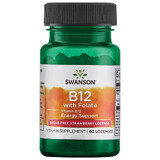 Swanson B-12 con Folato, vitamina B12 y ácido fólico, 60 comprimidos sublinguales