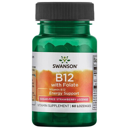 Swanson B-12 cu folat, vitamina B12 și acid folic, 60 comprimate sublinguale