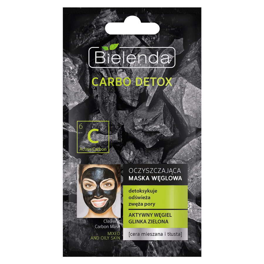 Bielenda Carbo Detox, mască purifiantă cu cărbune, piele mixtă și grasă, 8 g