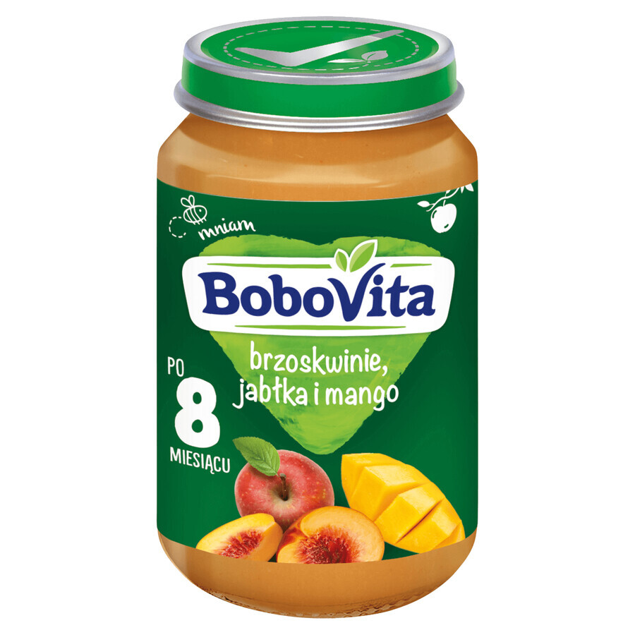 BoboVita Dessert, Pfirsiche, Apfel, Mango, nach 8 Monaten, 190 g