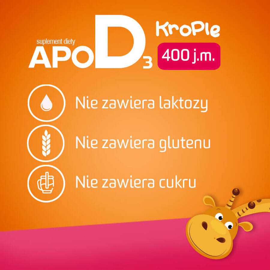 ApoD3-Tropfen, Vitamin D3 400 IU für Säuglinge und Kinder ab dem 1. Tag, 10 ml