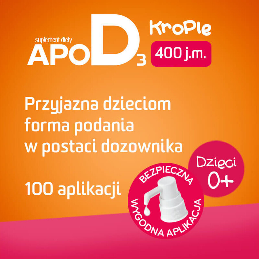 ApoD3-Tropfen, Vitamin D3 400 IU für Säuglinge und Kinder ab dem 1. Tag, 10 ml