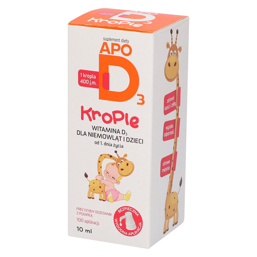 ApoD3-Tropfen, Vitamin D3 400 IU für Säuglinge und Kinder ab dem 1. Tag, 10 ml