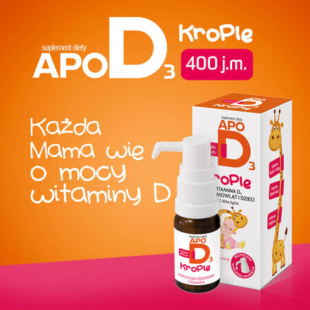 ApoD3-Tropfen, Vitamin D3 400 IU für Säuglinge und Kinder ab dem 1. Tag, 10 ml