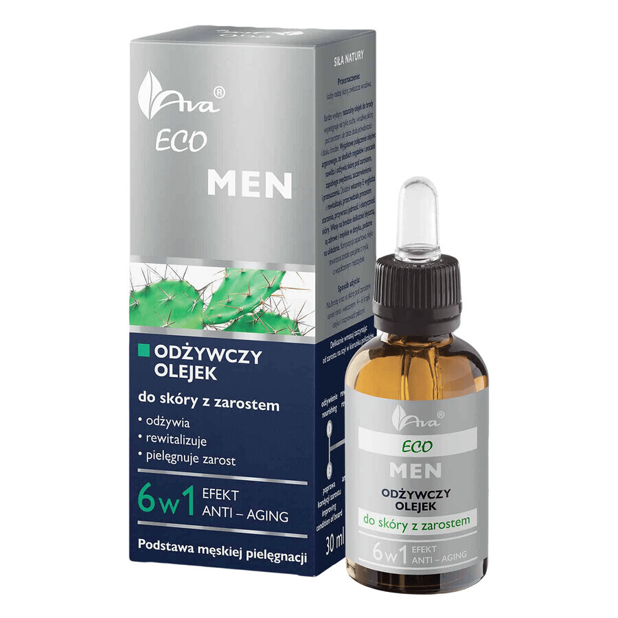 AVA Eco Men, olio nutriente per la pelle barbuta, 30 ml