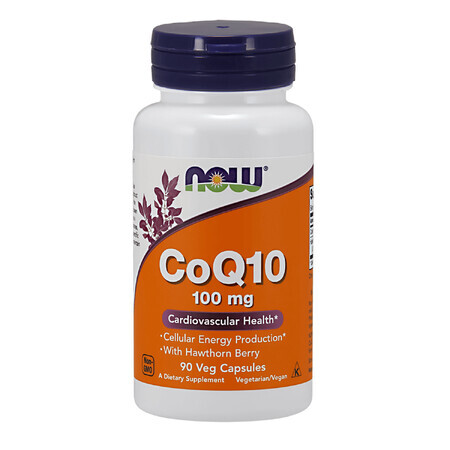 Now Foods CoQ10, Coenzima Q10 100 mg + espino, 90 cápsulas